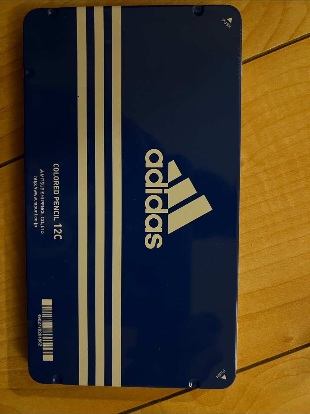 Adidas Multi Color Pencil 12 Tin Can Case Blue New Vintage Japan Exclusive